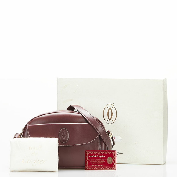CARTIER mast line shoulder bag Bordeaux leather ladies - Picture 9 of 10